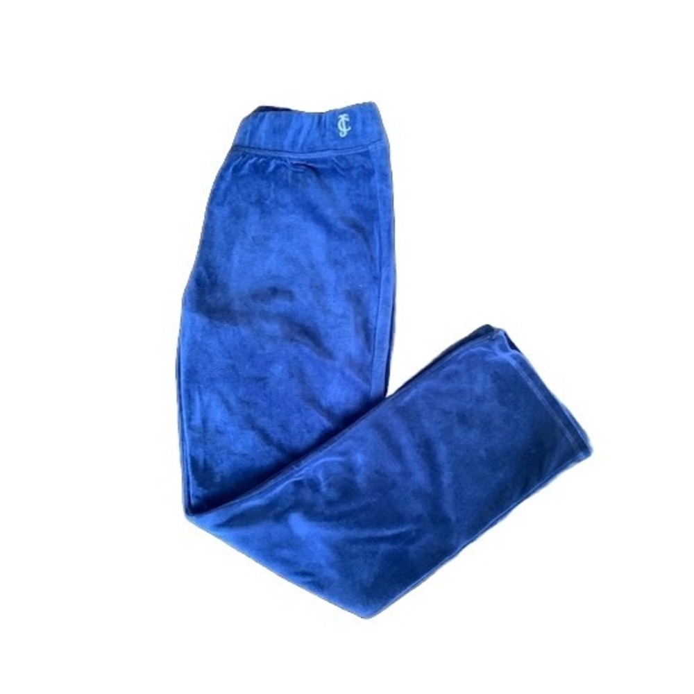 Juicy Couture Kids Blue Velour Track Pants Size L 12-14 Y2K Loungewear JC Logo